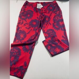 NWT LuLaRoe Boyfriend Joggers Coral and Purple Floral Pants
